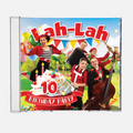 CD cover for 'Lah-Lah Birthday Party' celebrating a 10th anniversary with colorful graphics and characters.